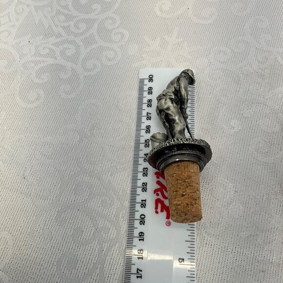 Vintage Pewter Male Golfer & Female Golfer Themed Bottle Stoppers With Corks - Picture 6 of 6